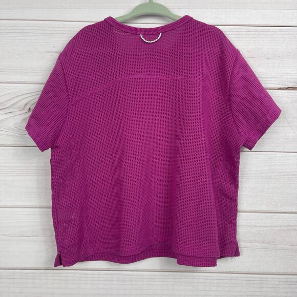 Zella Girls Mesh Knit Short Sleeve Top Size L 10/12 - Picture 4 of 4